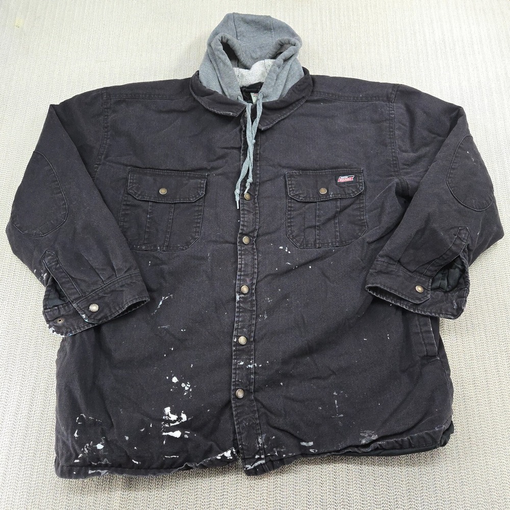 Dickies Jacket Coat Mens 2XL XXL Black Hoodie Lined Work Jacket Full Zip